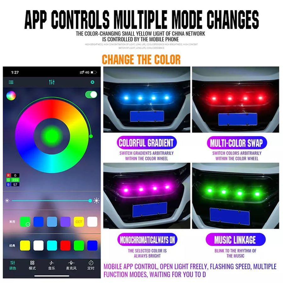 Luces delanteras puntos multicolor APPS cel