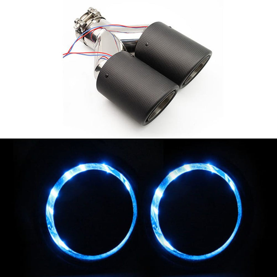 Tubo escape fibra dual luminoso acero inoxidable