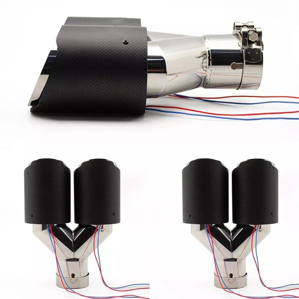 Tubo escape fibra dual luminoso acero inoxidable