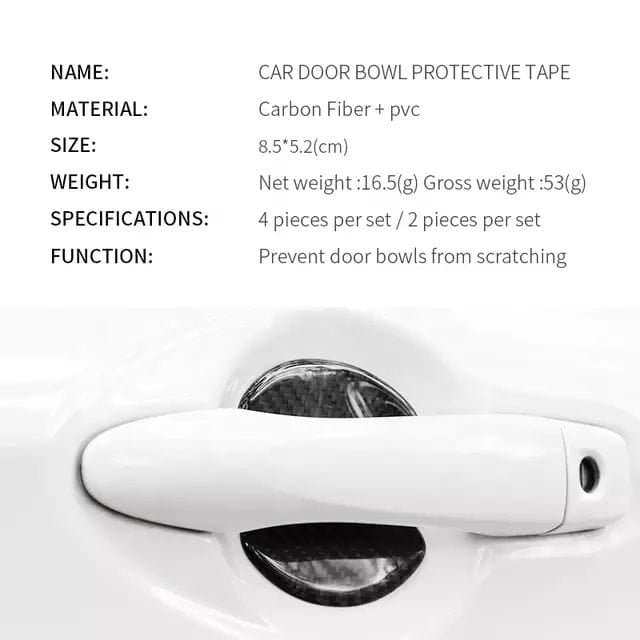 Protecto interior de manija externa fibra carbon 4pcs