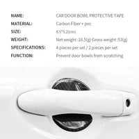 Protecto interior de manija externa fibra carbon 4pcs
