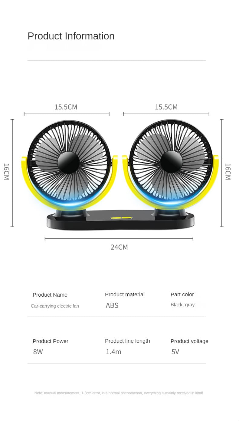 Ventilador dual 3 velocidades carga usb