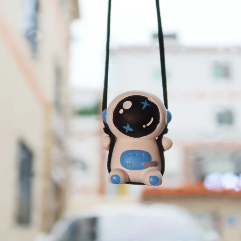 Gypsum Swing Astronaut Car Pendant Cartoon Robot Rearview Mirror Car Interior Accessories Auto Decoration Aromatherapy Ornament