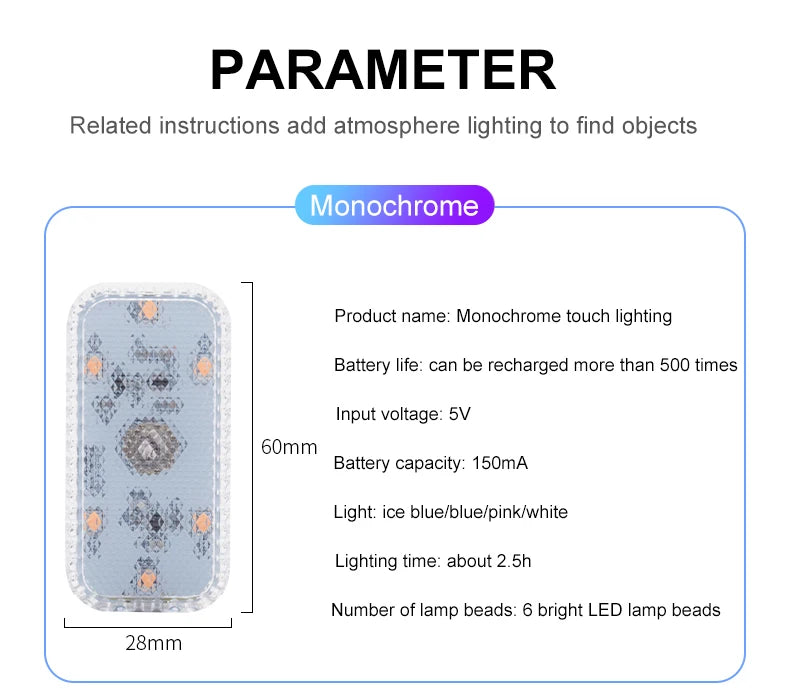Luz LED Táctil Recargable para Auto – Mini e Inalámbrica
