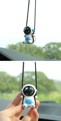 Gypsum Swing Astronaut Car Pendant Cartoon Robot Rearview Mirror Car Interior Accessories Auto Decoration Aromatherapy Ornament