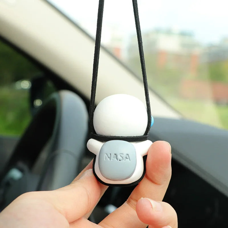 Gypsum Swing Astronaut Car Pendant Cartoon Robot Rearview Mirror Car Interior Accessories Auto Decoration Aromatherapy Ornament
