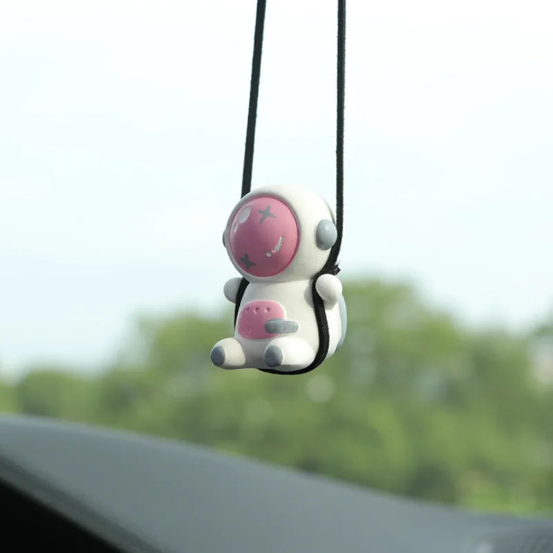 Gypsum Swing Astronaut Car Pendant Cartoon Robot Rearview Mirror Car Interior Accessories Auto Decoration Aromatherapy Ornament