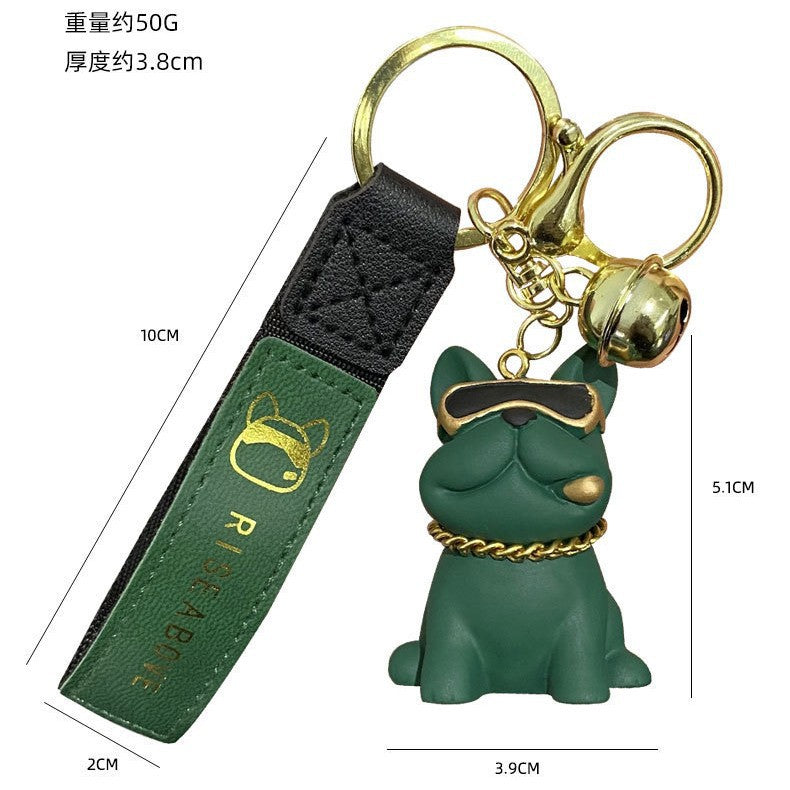 Cool Resin Bulldog Keychain, Cute Puppy Figurine Pendant, Car Schoolbag Key Chain, Exquisite Small Gift