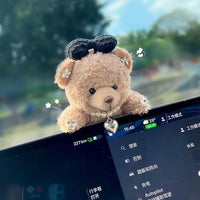 Car Decoration Interior Decoration Bear Screen Ornaments Plush Cartoon Cute Bear Car Center Console Decoration