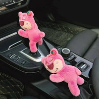 Car Seat Belt Cover Anime Strawberry Bear Plush Auto Seat Belt Shoulder Protector Pad Car Interior Accessories For Christmas