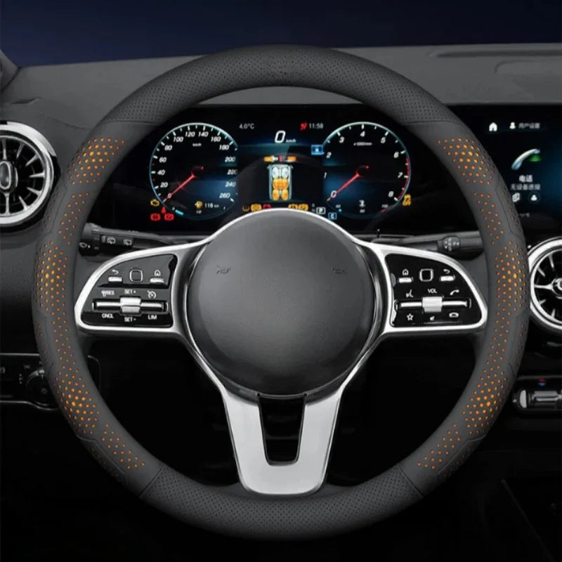 O/D Type Nappa Leather Car Steering Wheel Cover Universal Steering Wheel Cover Steering Wheel Accessories Anti Slip Handle Cover