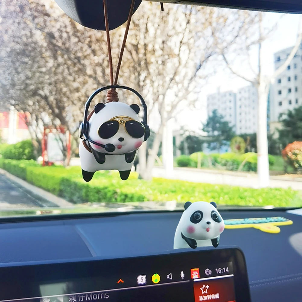 Car Interior Decoration Creative Anime Panda Pendant Ornament Swinging Doll Auto Rearview Mirror Pendant Car Accessories Gift