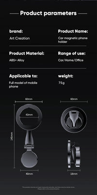 Strong Magnetic Cell Phone Holder Car 360° Swivel Adjustable Back Sticker Holder Magsafe for IPhone 15 Samsung Xiaomi Universal