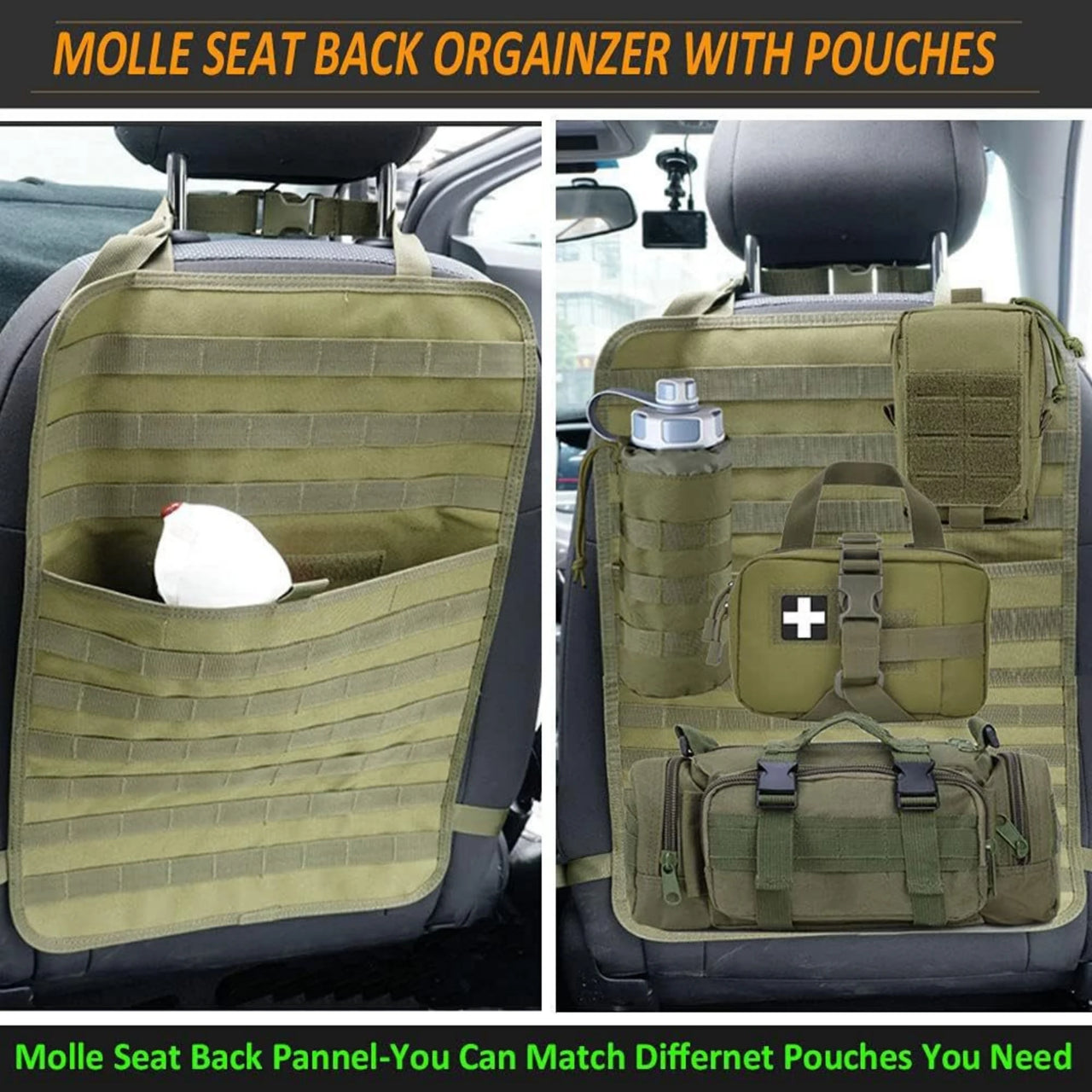 Car Backseat Hanging Bag, Tactical Accessory Organizer, Self-Driving Hunting Outdoor Storage Bag Classified Storage Bag