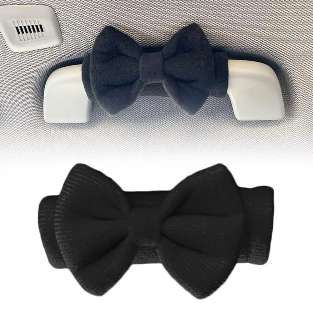 Cute Bowknot Car Roof Handle Cover Auto Interior Handrail Protector Decor Cover Universal Vehicle Accessories