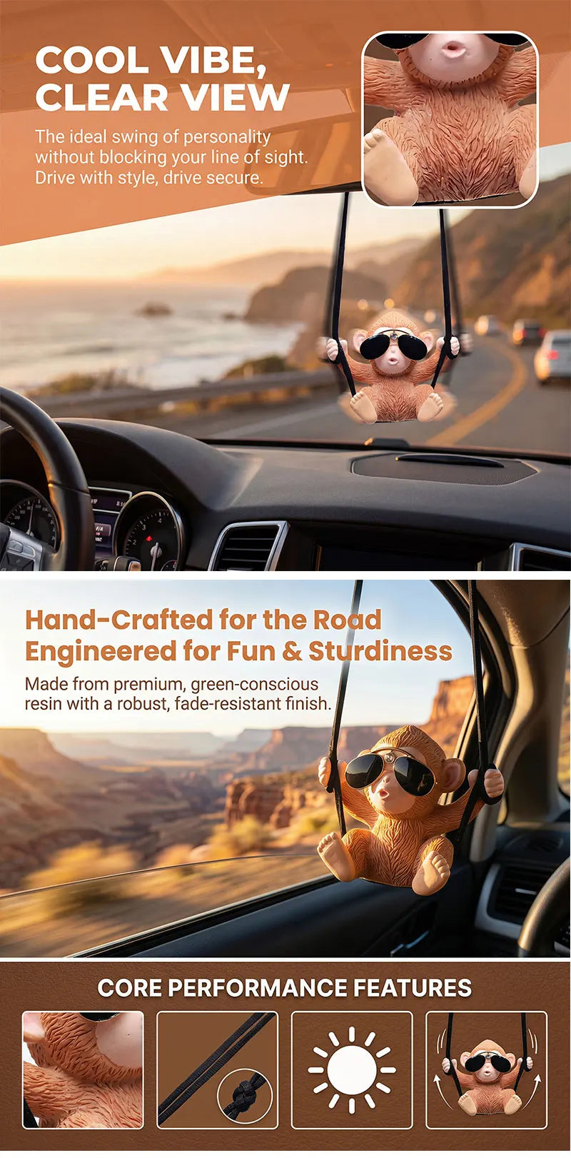 Monito Swing con Lentes para Auto