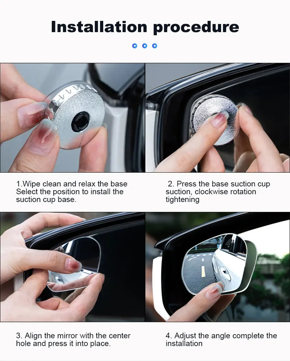 SEAMETAL 2pcs Car Rearview Mirrors 360 Degree Adjustable Blind Spot Mirror HD Frameless Wide-angle Rearview Auxiliary Mirrors