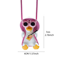 Cute Pink Anime Duck Swing Car Pendant - Rearview Mirror Hanging Ornament with Swinging Motion, Women's Interior Decoration