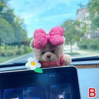 Car Decoration Interior Decoration Bear Screen Ornaments Plush Cartoon Cute Bear Car Center Console Decoration