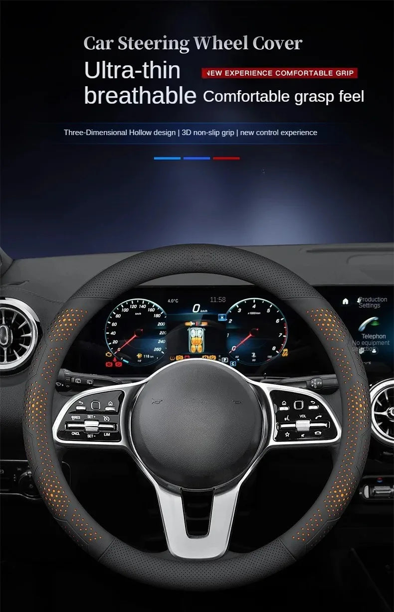 O/D Type Nappa Leather Car Steering Wheel Cover Universal Steering Wheel Cover Steering Wheel Accessories Anti Slip Handle Cover