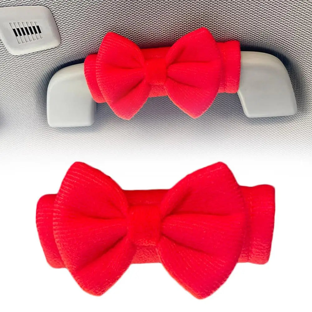Cute Bowknot Car Roof Handle Cover Auto Interior Handrail Protector Decor Cover Universal Vehicle Accessories