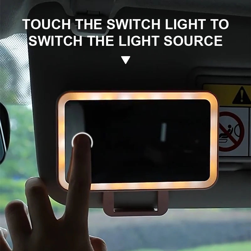 Espejo LED Recargable para Visera de Auto – Luz de Maquillaje