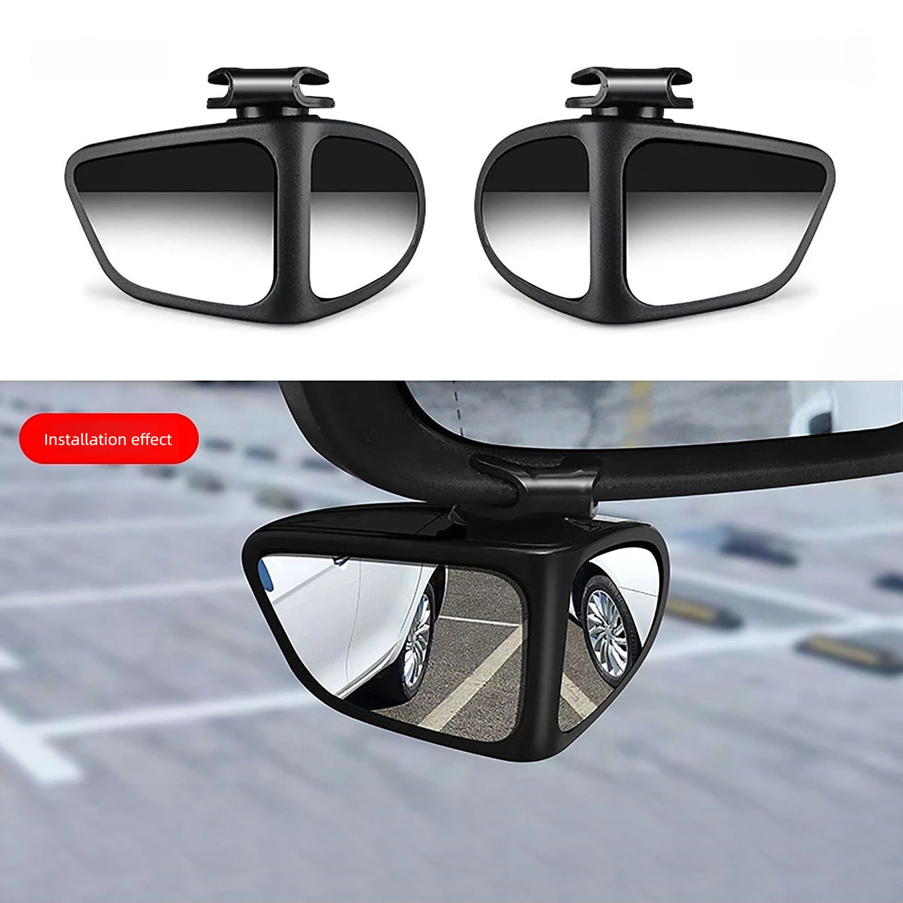 Car Rearview Mirror Blind Spot Mirror Front and Rear Wheels 360° Adjustable Wideangle Blind Spot Reflective Reversing