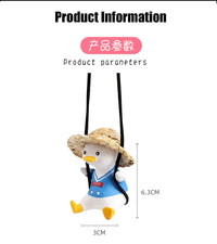 Cute Swing Sitting Duck Car Interior Pendant Auto Rearview Mirror Hanging Ornaments Decoration For Women Man Car Accessories