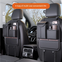 JFBONIN  Quilted Car Seat Back Organizer Storage Bag High Capacity Multi Pocket Tissue Box Holder Automotive System