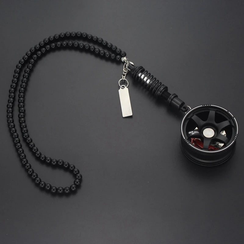 Car Mirror Rearview Pendant Auto Interior Decor Pendants Aluminum Wheel With Shock Absorber Ornament Hanging Accessories