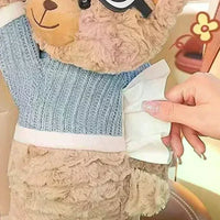 Cute Short Plush Eyeglass Bear Car Tissue Box Tissue Box Garbage Can 2-in-1 Creative Car Armrest Box Cardboard Box Car Interior