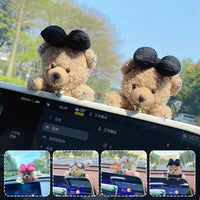 Car Decoration Interior Decoration Bear Screen Ornaments Plush Cartoon Cute Bear Car Center Console Decoration