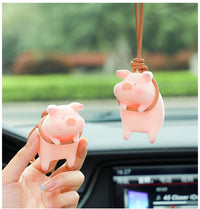 Cute Lucky Pig Car Accessorie Swing Tigger Car Pendant Panda Auto Rearview Mirror Pendants Birthday Gift Decoraction Ornament