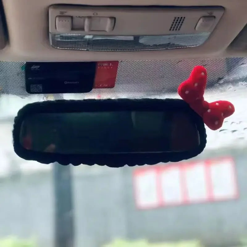 Cute Bowknot Car Headrest Neck Pillow Universal Plush Seat Belt Shoulder Pad Car Accessories Interior For Women