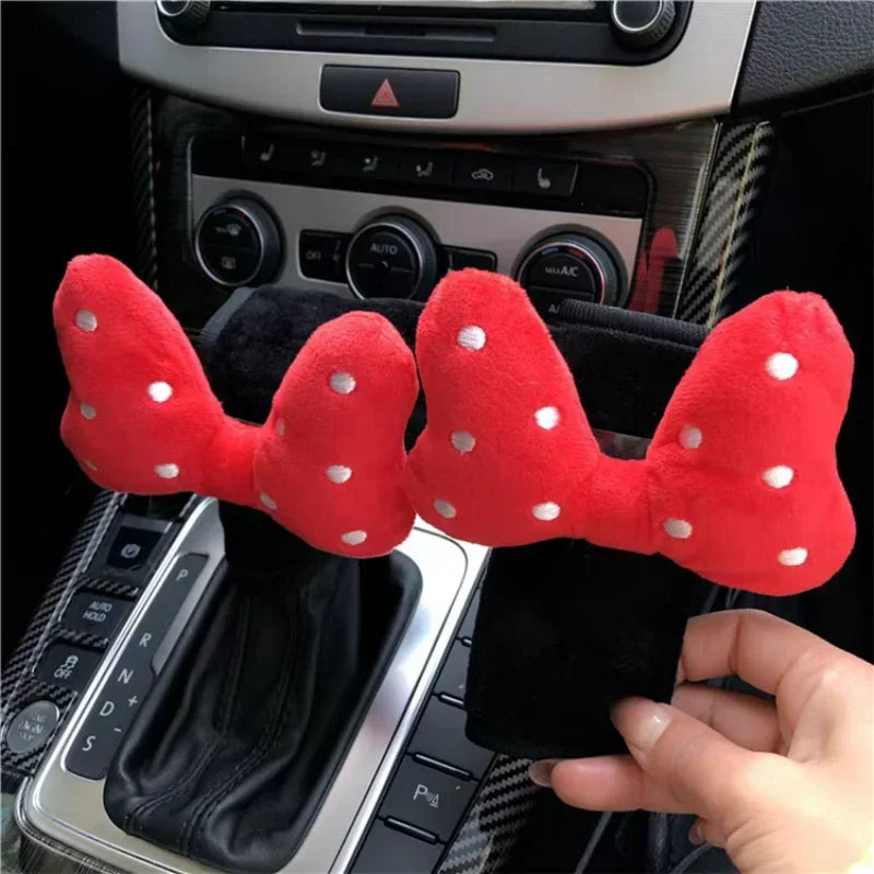 Cute Bowknot Car Headrest Neck Pillow Universal Plush Seat Belt Shoulder Pad Car Accessories Interior For Women