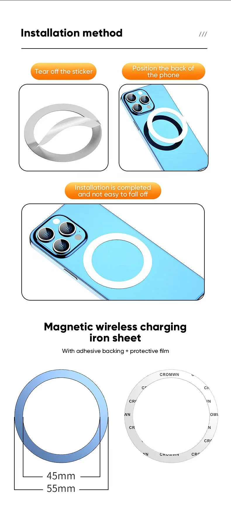 Strong Magnetic Cell Phone Holder Car 360° Swivel Adjustable Back Sticker Holder Magsafe for IPhone 15 Samsung Xiaomi Universal