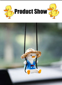 Cute Swing Sitting Duck Car Interior Pendant Auto Rearview Mirror Hanging Ornaments Decoration For Women Man Car Accessories