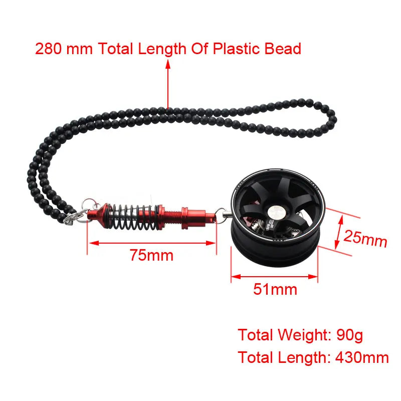 Car Mirror Rearview Pendant Auto Interior Decor Pendants Aluminum Wheel With Shock Absorber Ornament Hanging Accessories