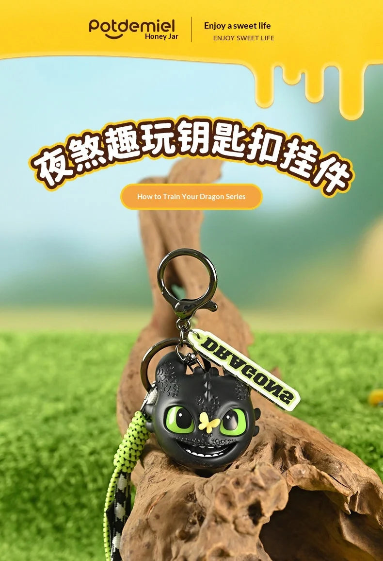Potdemiel  Cartoon Dragon Glow Pendant Toothless Plush Glowing Keychain Pendant Cartoon Ornament Backpack Charm Gift For Fans