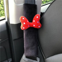 Cute Bowknot Car Headrest Neck Pillow Universal Plush Seat Belt Shoulder Pad Car Accessories Interior For Women