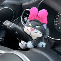 Cute Cat Car Parking Number Plate Temporary Emergency Contact Sign Adorable Automotive Interior Decor for Women Vehicle Accessor
