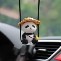 Car Pendant Cute Panda Swing Auto Rearview Mirror Hanging Ornaments Cartoon Decor Auto Accessories