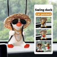 Swinging Duck Car Charm - Cute Anime Rearview Mirror Ornament for Girls, Auto Interior Hanging Decor