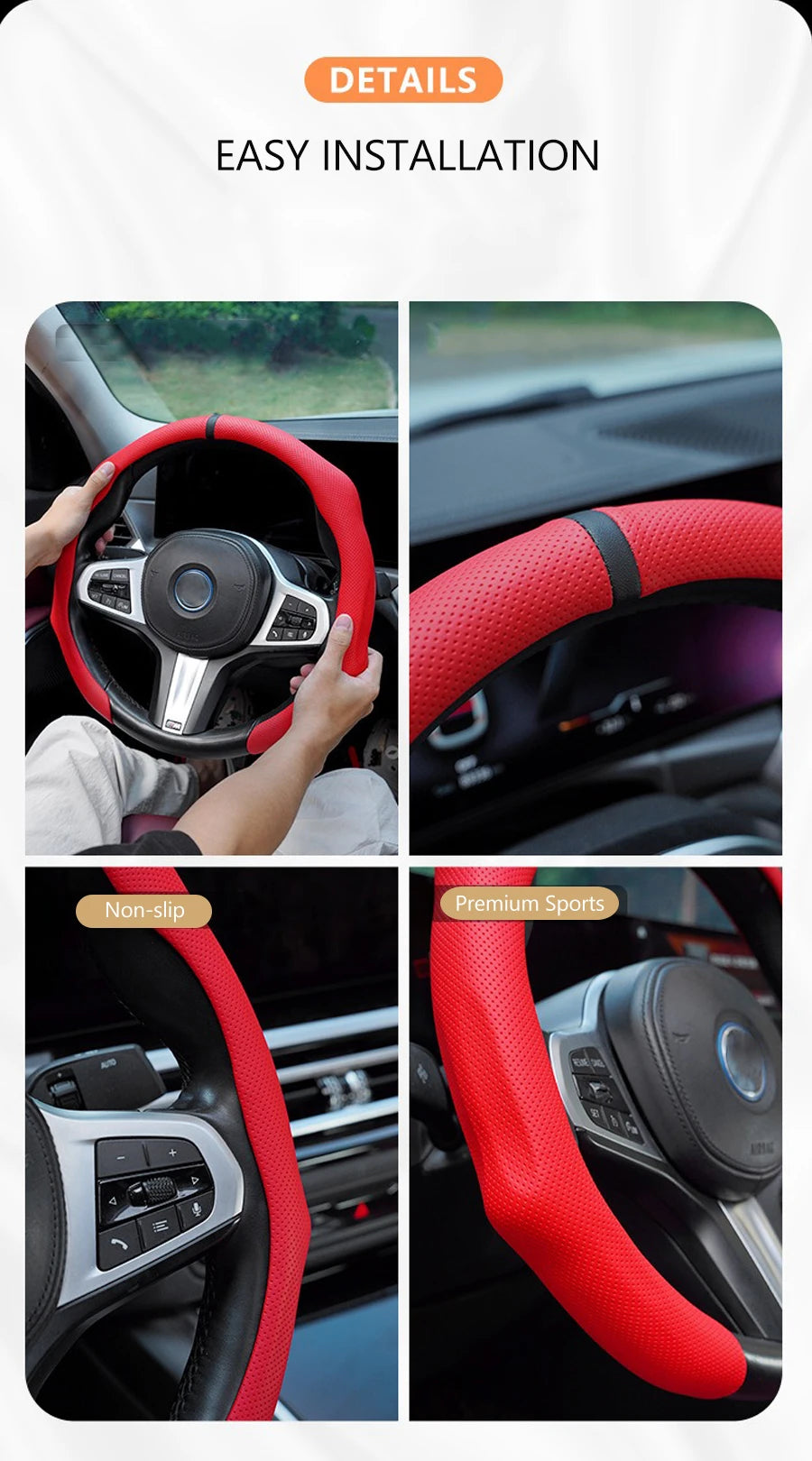 2026 NEW NAPPA Car Steering Wheel Cover Booster Cover For Ford Mustang S197 S650 Diameter 38cm Breathable Non-slip Accessories