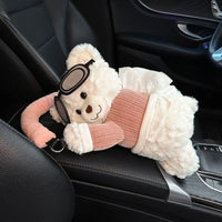 New Plush Car Tissue Box Bear Hanging Hanging Tissue Box Cartoon Armrest Box Paper Case Car Inner Decor