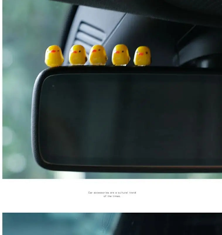 5Pcs Cute Mini Ducks Car Interior Decoration Auto Rearview Mirror Dashboard Ornaments For Woman Man Gift Car Accessories