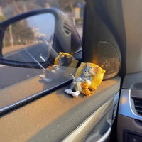 Kawaii Tom Jerry Ornament Cartoon Figure Mini Ornament Car Dashboard Interior Decor Desktop Office Display Accessory Gifts