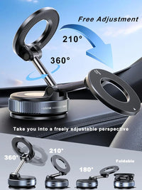 Folding Strong Magnet Magnetic Phone Holder 360° Rotation Desk Car Vacuum Suction Windshield Dashboard Mobile Holder