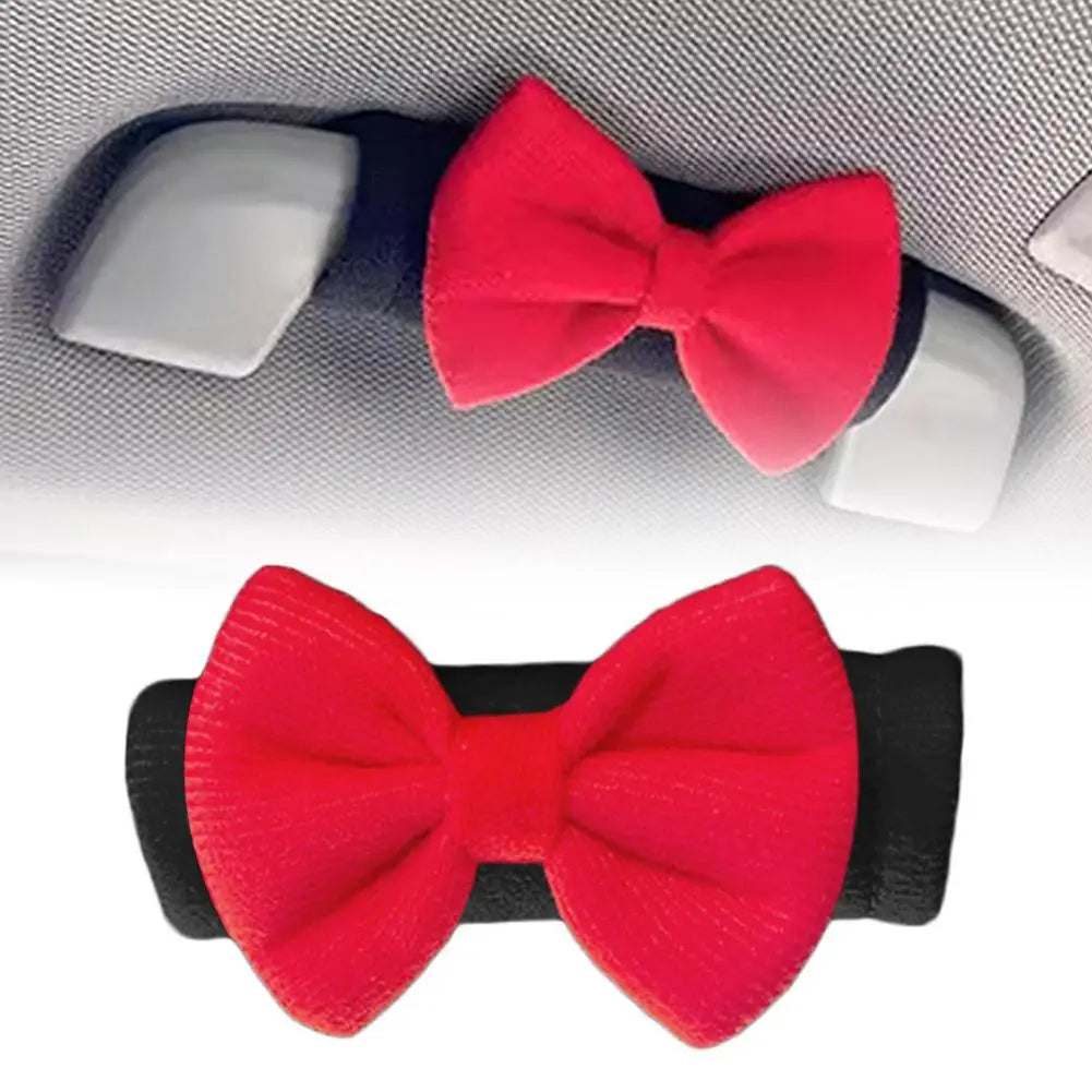 Cute Bowknot Car Roof Handle Cover Auto Interior Handrail Protector Decor Cover Universal Vehicle Accessories