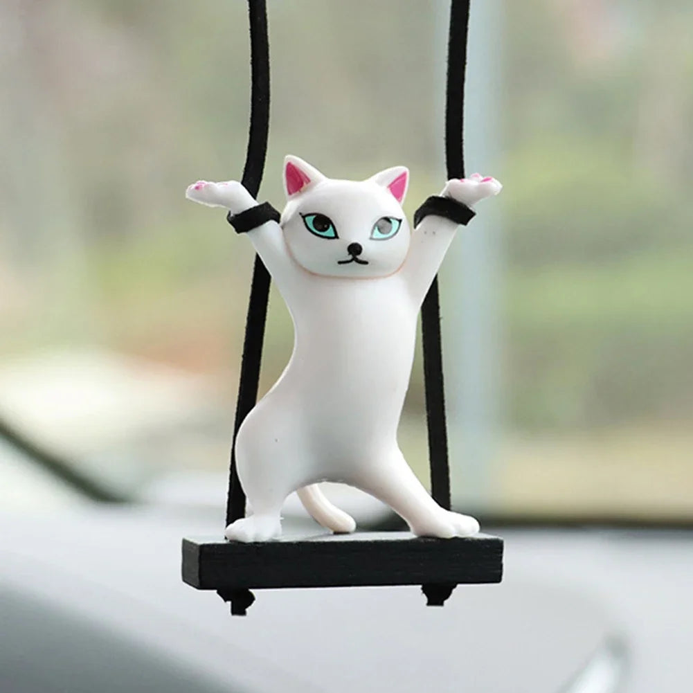 Car Pendant Creative Cute Swing Branch Cat Rearview Mirror Pendant Car Interior Hanging Decoration Auto Interior Accessories